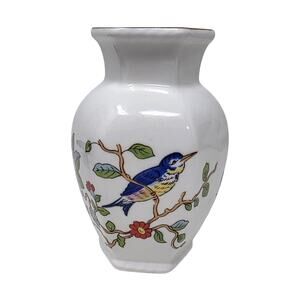 Vintage Mini Bird Vase Floral Porcelain Bud Vase Gold Trim 3.25 Inch